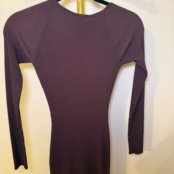 Hera Collection Ribbed Mini Dress in Brown - Picture 3 of 5